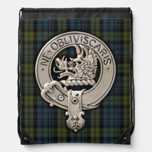 Clan Campbell Crest & Tartan Drawstring Bag