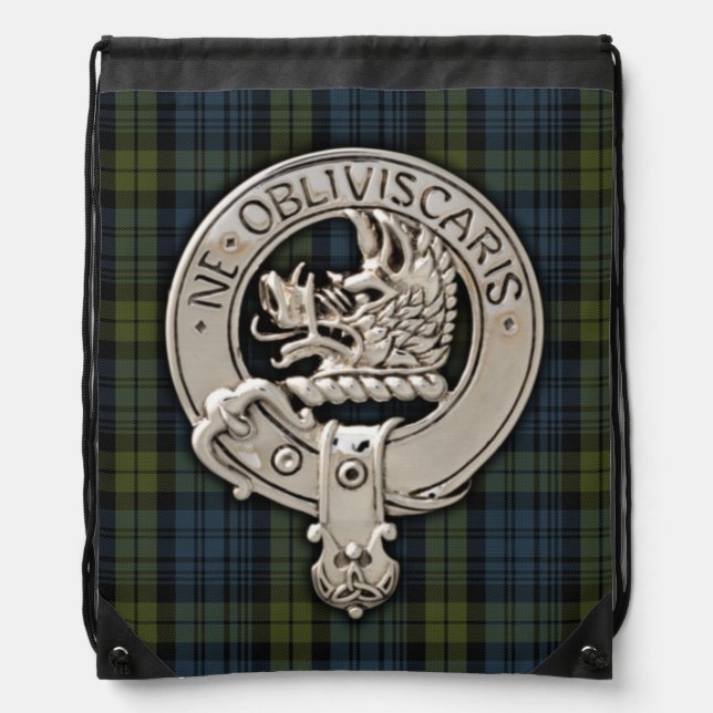 Clan Campbell Crest & Tartan Drawstring Bag (Front)