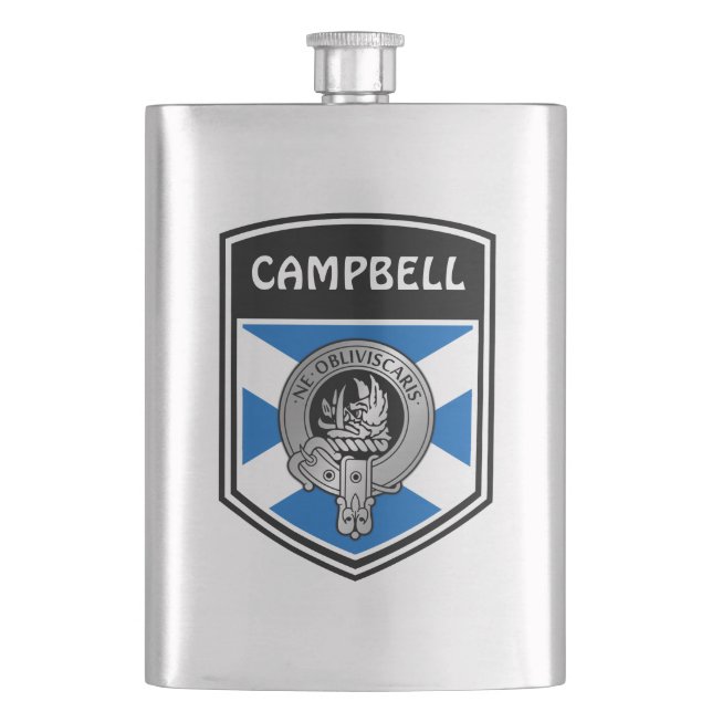 Clan Campbell Crest & Tartan Flask (Front)
