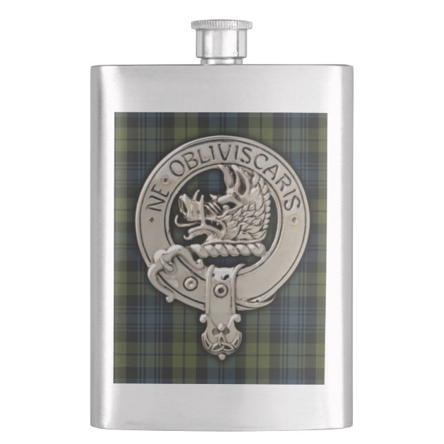 Clan Campbell Crest & Tartan Flask (Front)