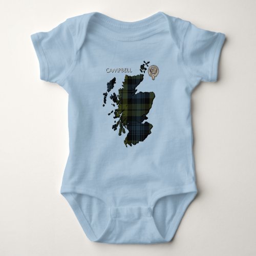 Clan Campbell Crest  Tartan Map Baby Bodysuit