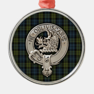 Clan Campbell Crest & Tartan Metal Ornament