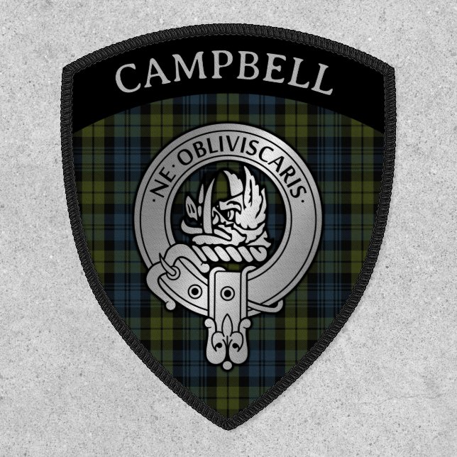 Clan Campbell Crest & Tartan Shield Patch (Front)
