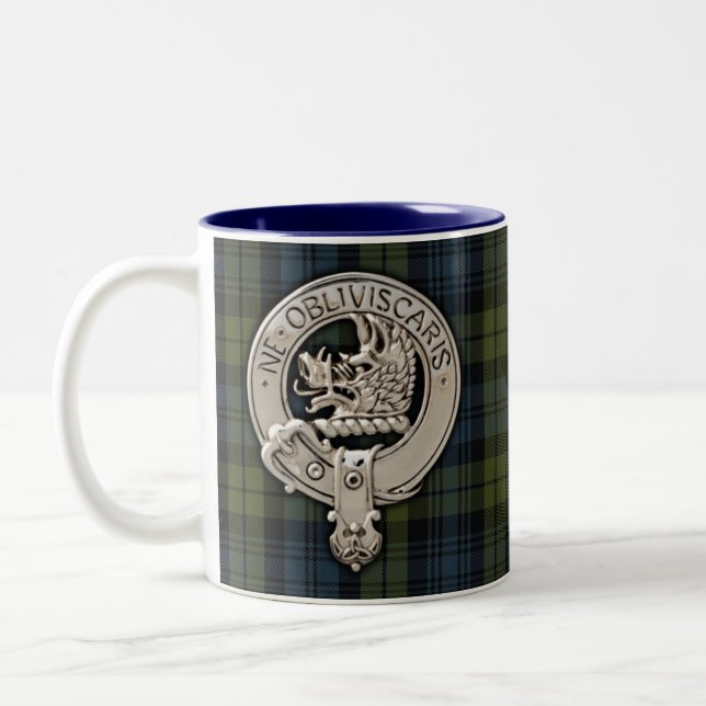Clan Campbell Crest & Tartan Two-Tone Coffee Mug (Left)