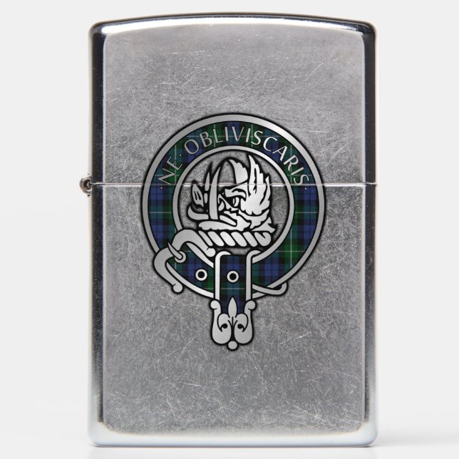 Clan Campbell Crest & Tartan Zippo Lighter (Front)