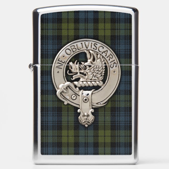 Clan Campbell Crest & Tartan Zippo Lighter (Front)