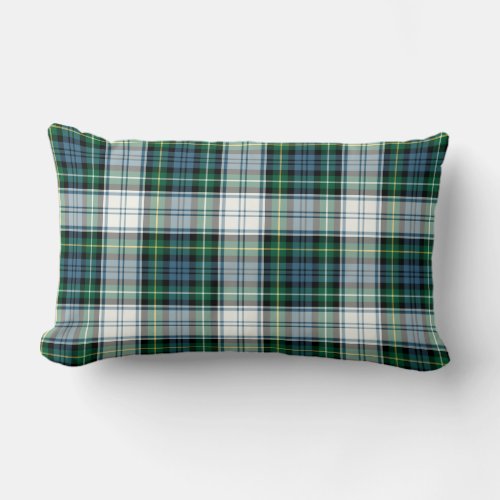 Clan Campbell Dress Tartan Green and White Plaid Lumbar Pillow