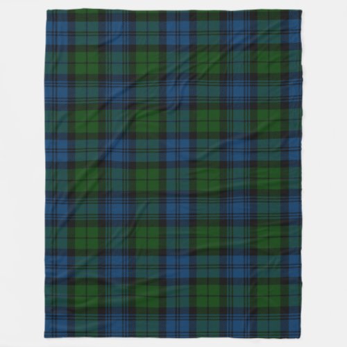 Clan Campbell Military Plaid Green Black Tartan Fleece Blanket