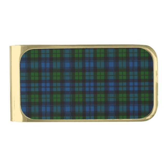 Clan Campbell Military Tartan Gold Finish Money Clip (Front)