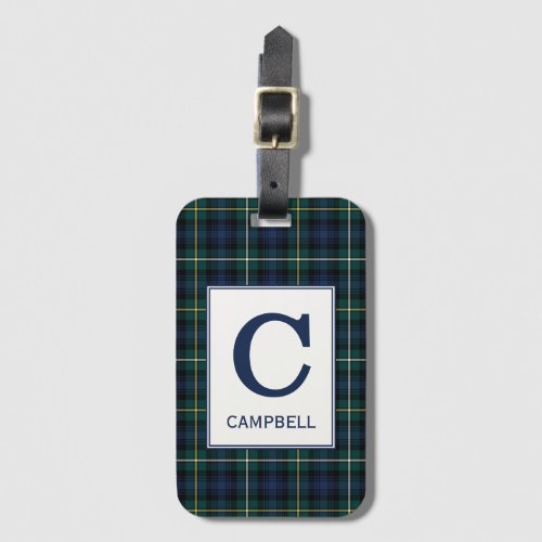 Clan Campbell of Argyll Tartan Monogrammed Luggage Tag
