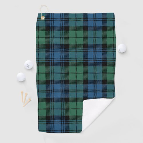 Clan Campbell Plaid Tartan Green Blue Black Check Golf Towel