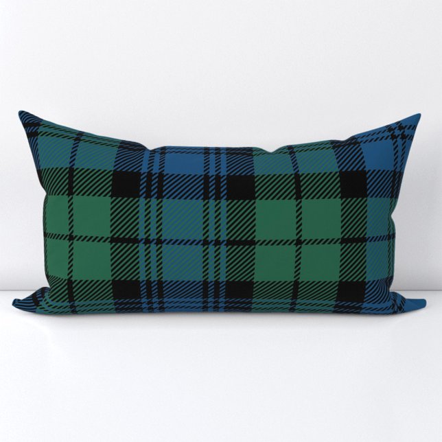 Clan Campbell Plaid Tartan Green Blue Black Check Lumbar Pillow (Rustic Plaid Farmhouse Campbell Tartan Lumber Pillow)