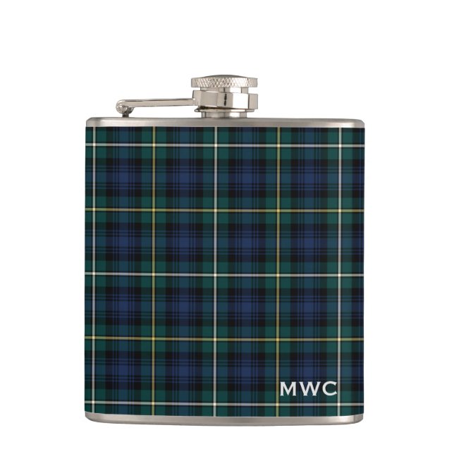Clan Campbell Tartan Monogram Hip Flask (Front)