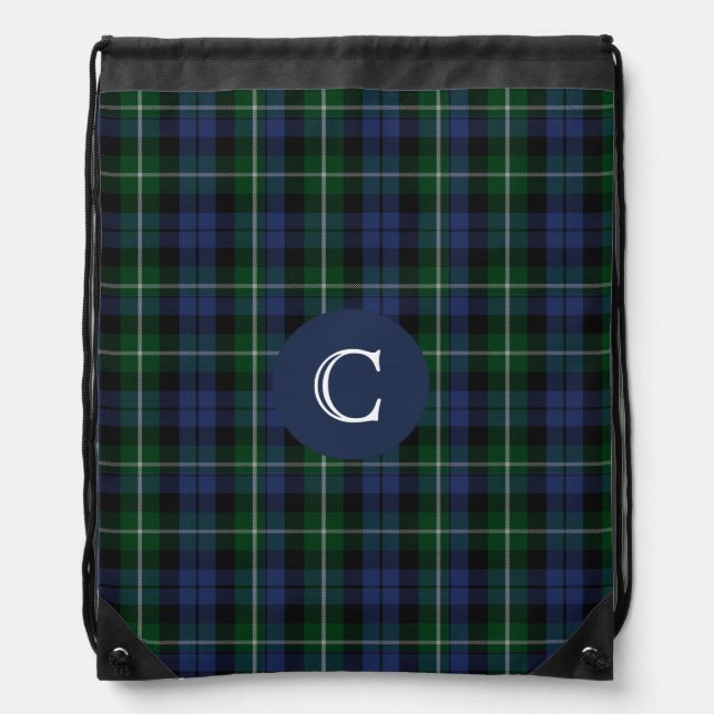 Clan Campbell Tartan Plaid Monogram Backpack (Front)
