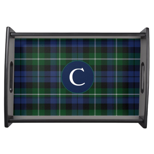 Clan Campbell Tartan Plaid Monogram Serving Tray (Front)