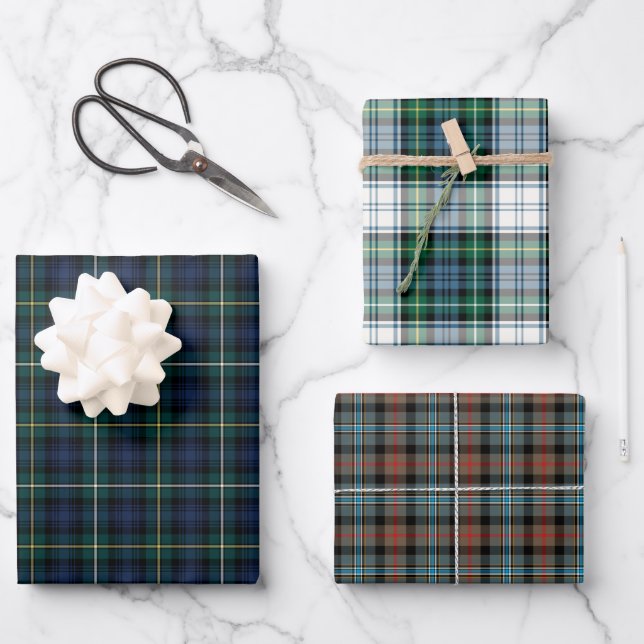 Clan Campbell Tartan Variations Wrapping Paper Sheets (Front)