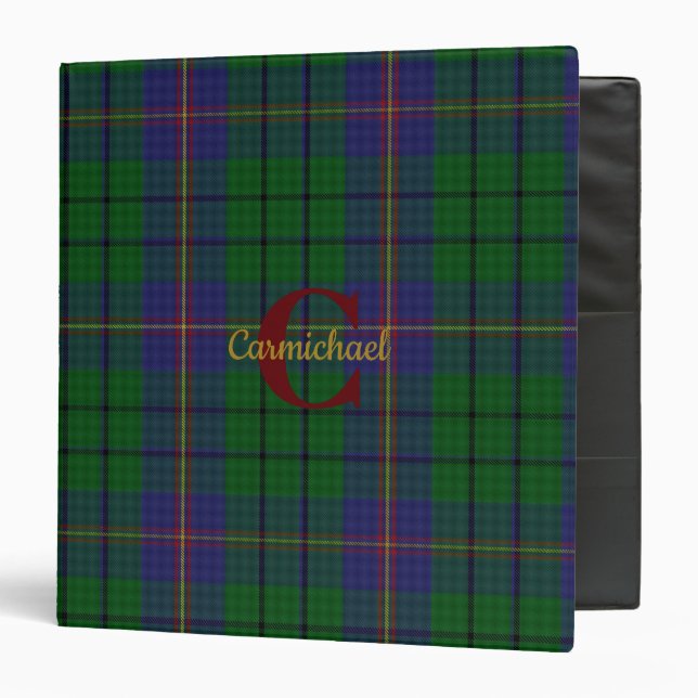 Clan Carmichael Plaid Monogrammed 3 Ring Binder (Front/Inside)