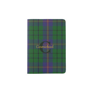 Clan Carmichael Plaid Monogrammed  Passport Holder