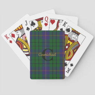 Clan Carmichael Plaid Monogrammed Poker Cards