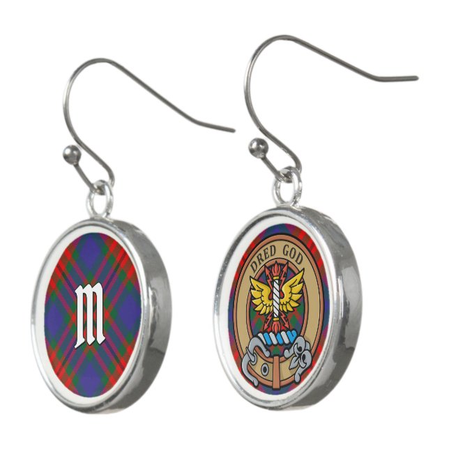 Clan Carnegie Crest and Tartan Earrings (Angled)