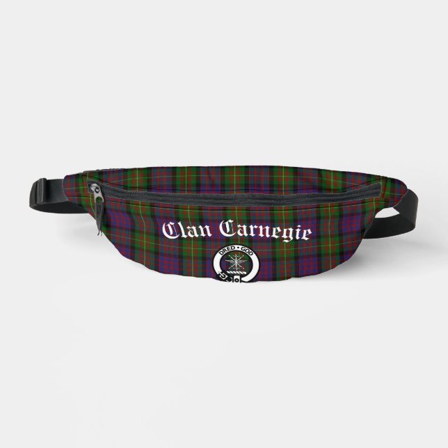 Clan Carnegie Crest Badge and Tartan  Fanny Pack (Front)