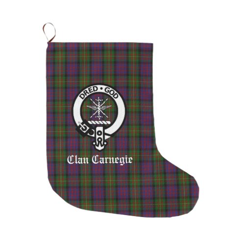 Clan Carnegie Crest Badge  Tartan Customizable Large Christmas Stocking