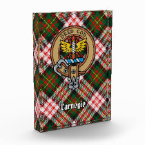 Clan Carnegie Crest over Dress Tartan Acrylic Award