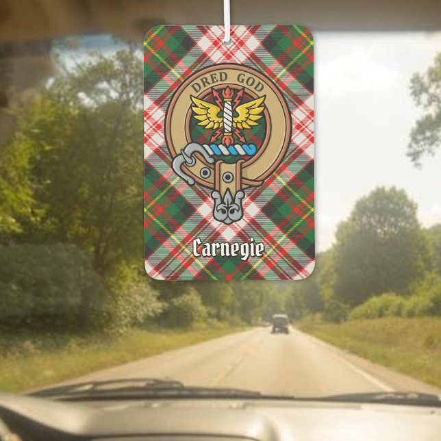 Clan Carnegie Crest over Dress Tartan Air Freshener (Creator Uploaded)