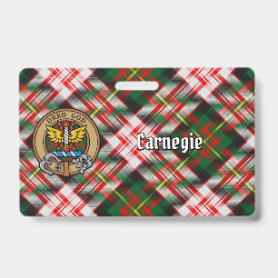 Clan Carnegie Crest over Dress Tartan Badge
