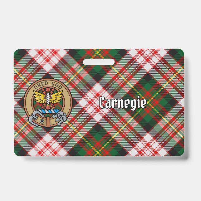 Clan Carnegie Crest over Dress Tartan Badge (Front)