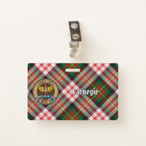 Clan Carnegie Crest over Dress Tartan Badge