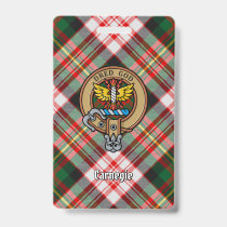 Clan Carnegie Crest over Dress Tartan Badge