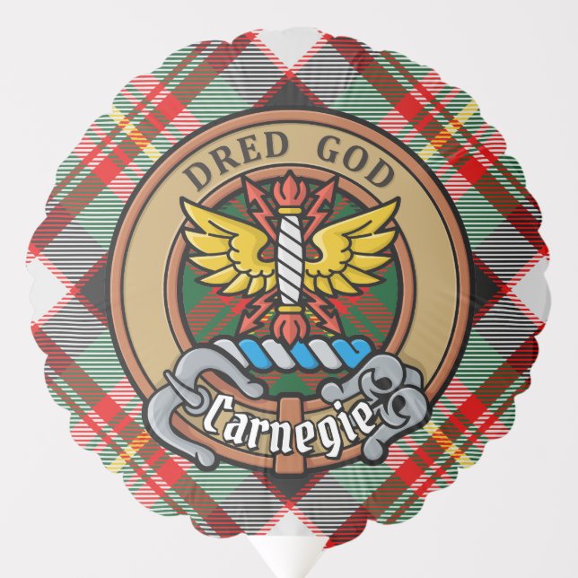Clan Carnegie Crest over Dress Tartan Balloon (Front)