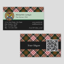 Clan Carnegie Crest over Dress Tartan Business Card