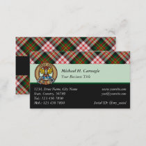 Clan Carnegie Crest over Dress Tartan Business Card