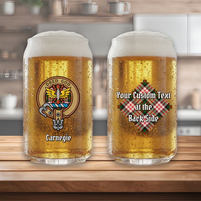 Clan Carnegie Crest over Dress Tartan Can Glass (Creator Uploaded)