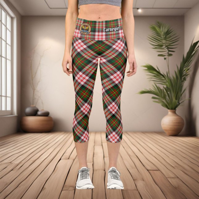 Clan Carnegie Crest over Dress Tartan Capri Leggings (Creator Uploaded)