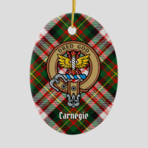 Clan Carnegie Crest over Dress Tartan Ceramic Ornament