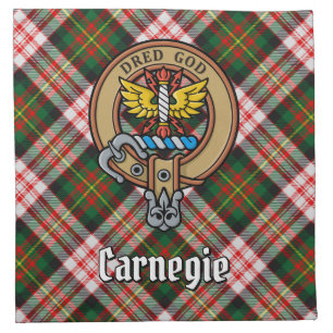 Clan Carnegie Crest over Dress Tartan Cloth Napkin