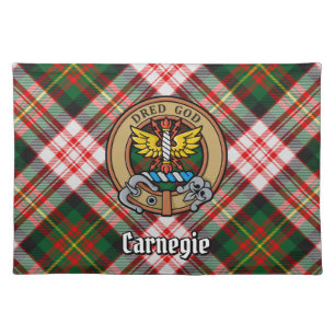 Clan Carnegie Crest over Dress Tartan Cloth Placemat