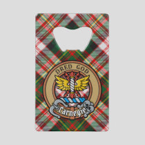 Clan Carnegie Crest over Dress Tartan Credit Card Bottle Opener