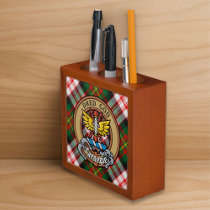 Clan Carnegie Crest over Dress Tartan Desk Organizer