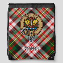 Clan Carnegie Crest over Dress Tartan Drawstring Bag