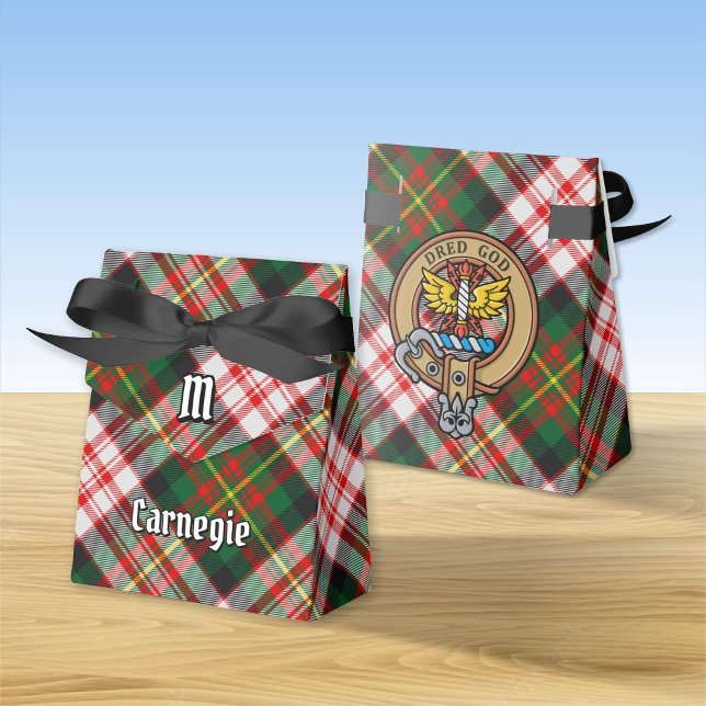 Clan Carnegie Crest over Dress Tartan Favor Boxes (Creator Uploaded)