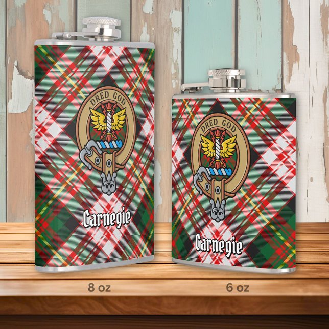 Clan Carnegie Crest over Dress Tartan Flask (Creator Uploaded)