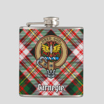 Clan Carnegie Crest over Dress Tartan Flask