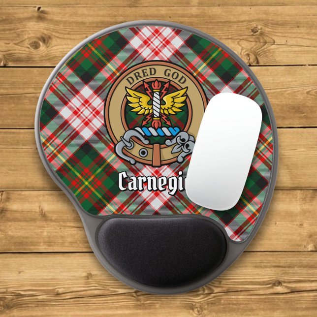Clan Carnegie Crest over Dress Tartan Gel Mouse Pad (Creator Uploaded)