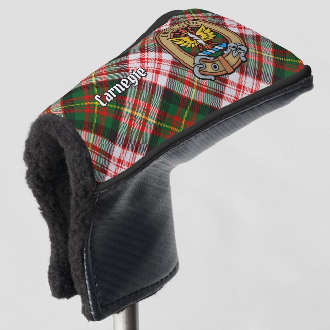 Clan Carnegie Crest over Dress Tartan Golf Head Cover (3/4 Front)
