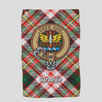 Clan Carnegie Crest over Dress Tartan Golf Towel