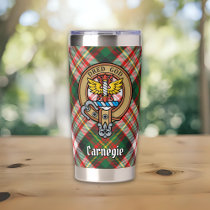 Clan Carnegie Crest over Dress Tartan Insulated Tumbler